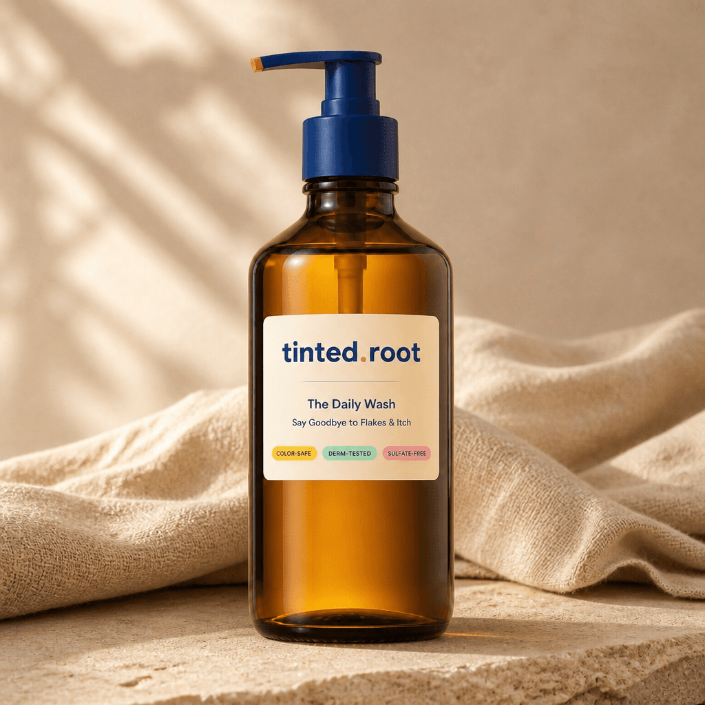 The Daily Wash bottle styled on linen and stone